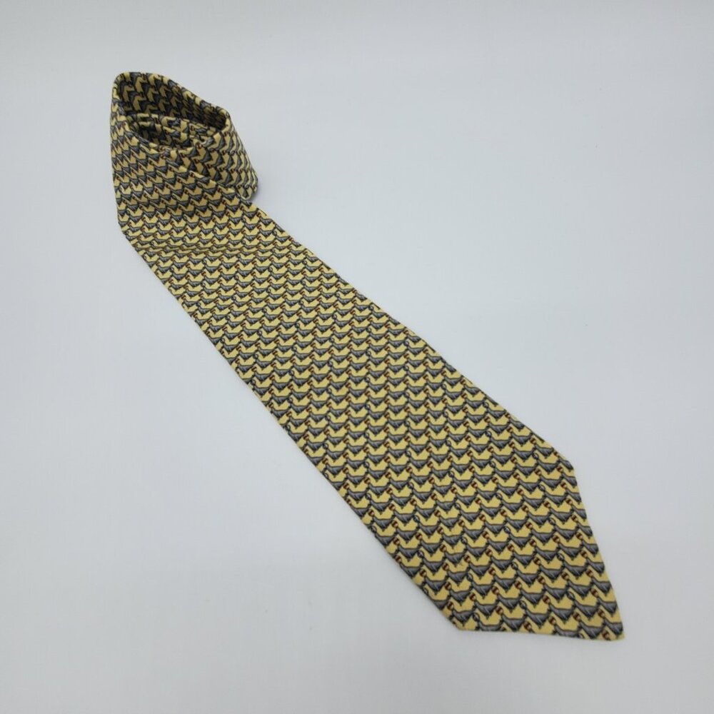 Museum Artifacts Seal Tie Mens Necktie Tie 100% Silk Seals Yellow